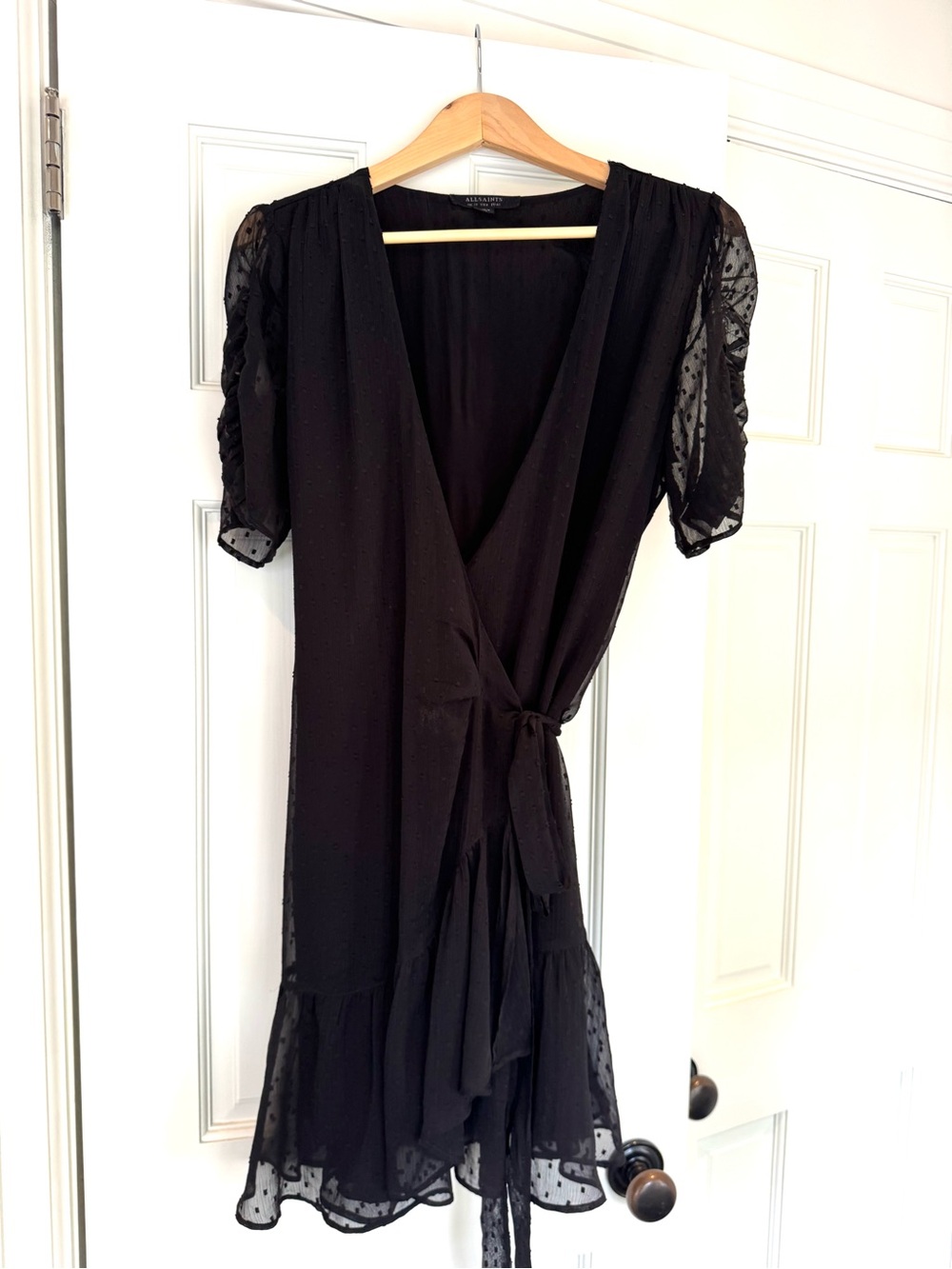 All Saints Black Mini Wrap Dress